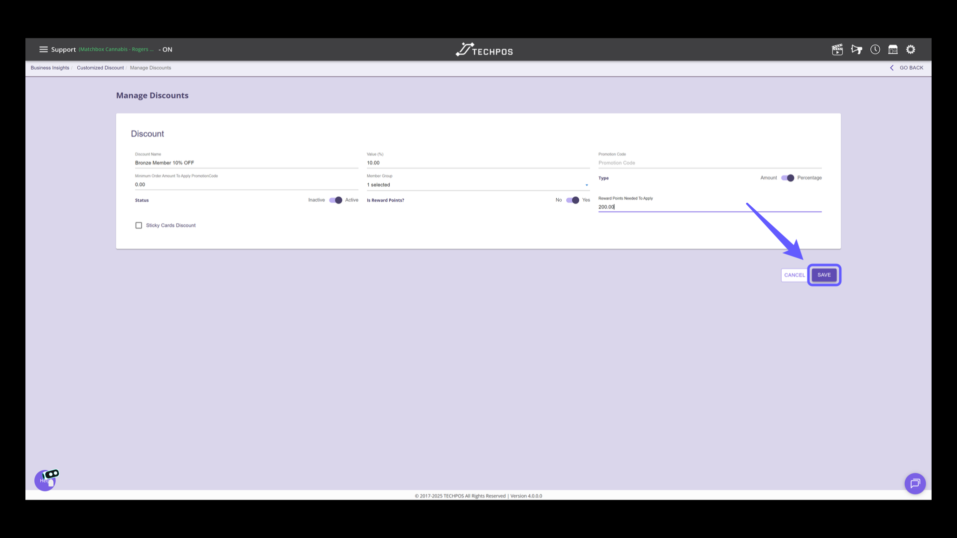 Save Discount Configuration