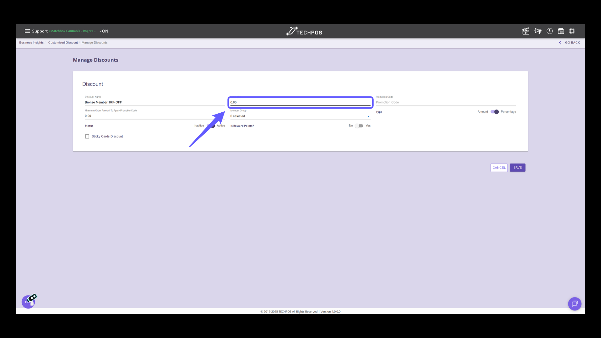 Enter Discount Value