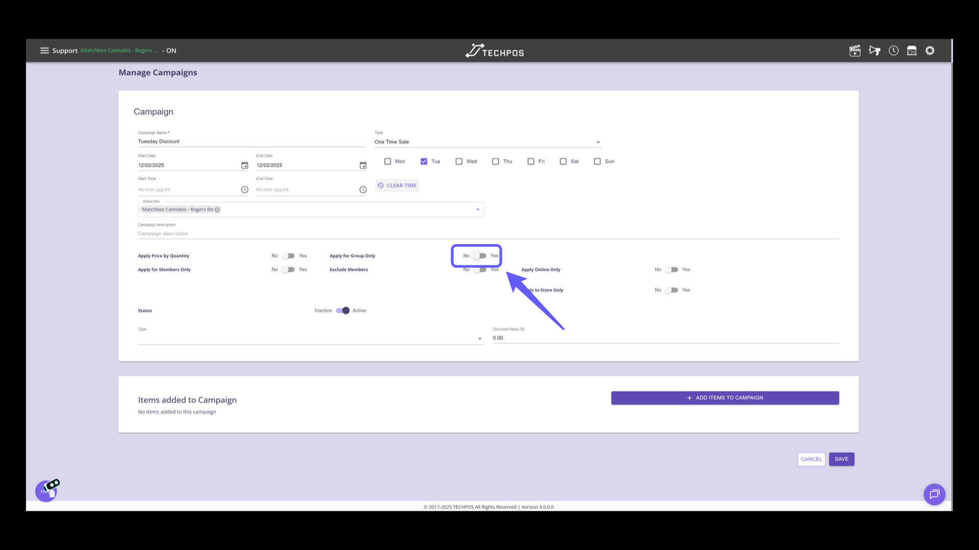 Enable 'Apply for Group Only' Toggle