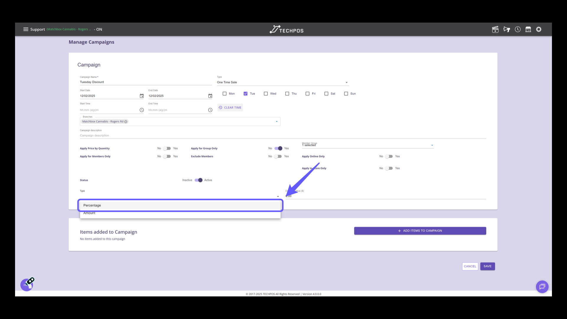 Select Discount Type