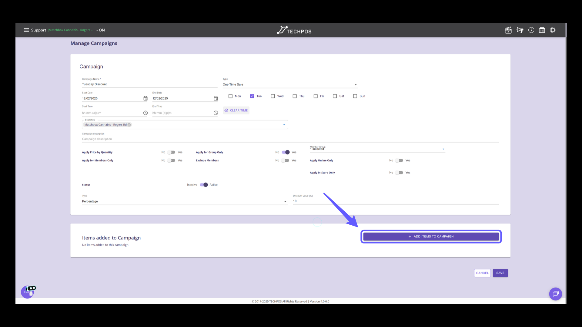 Add Items to Campaign