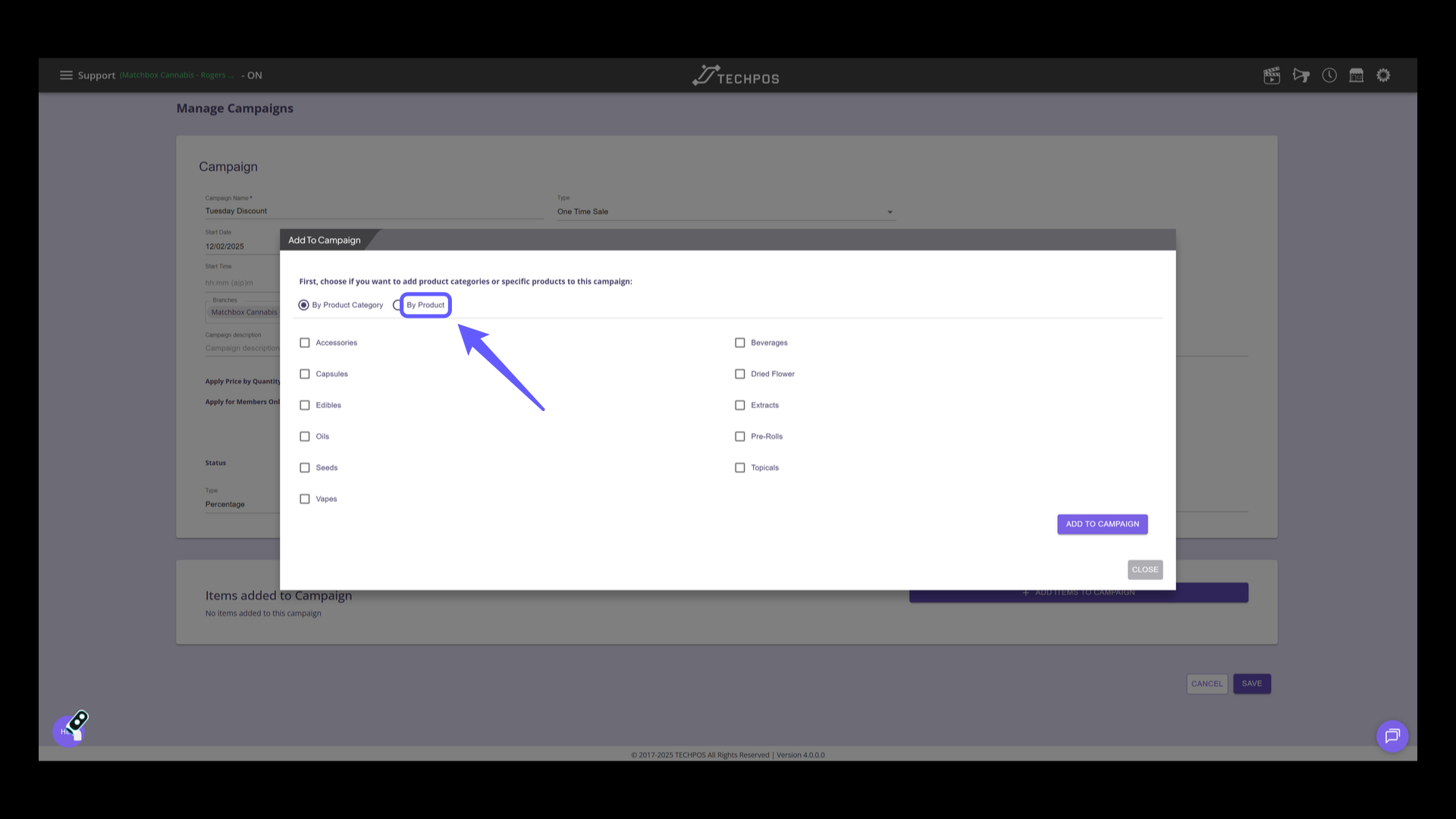 Select Add by Product or Category