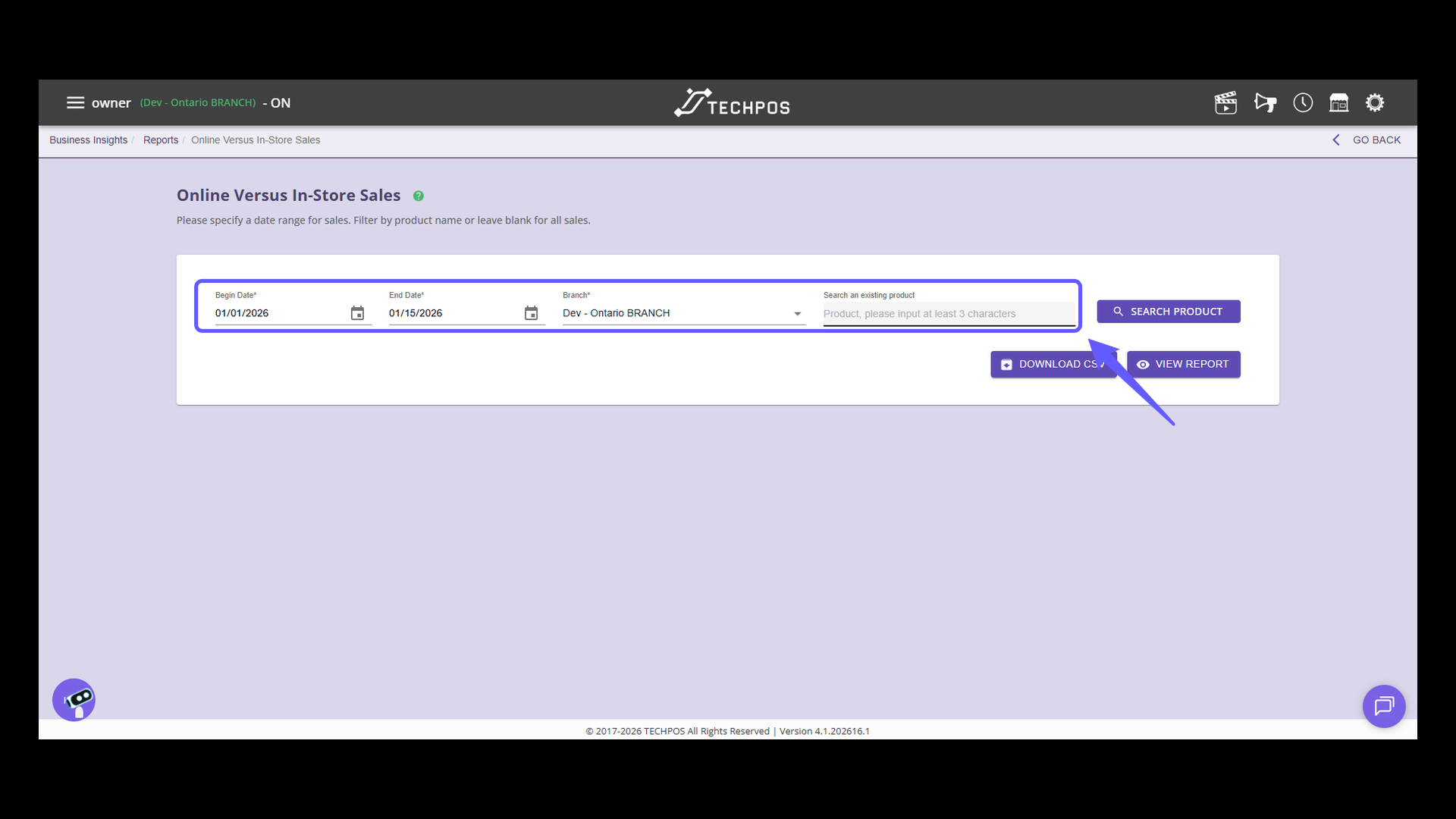Input Product Search Query