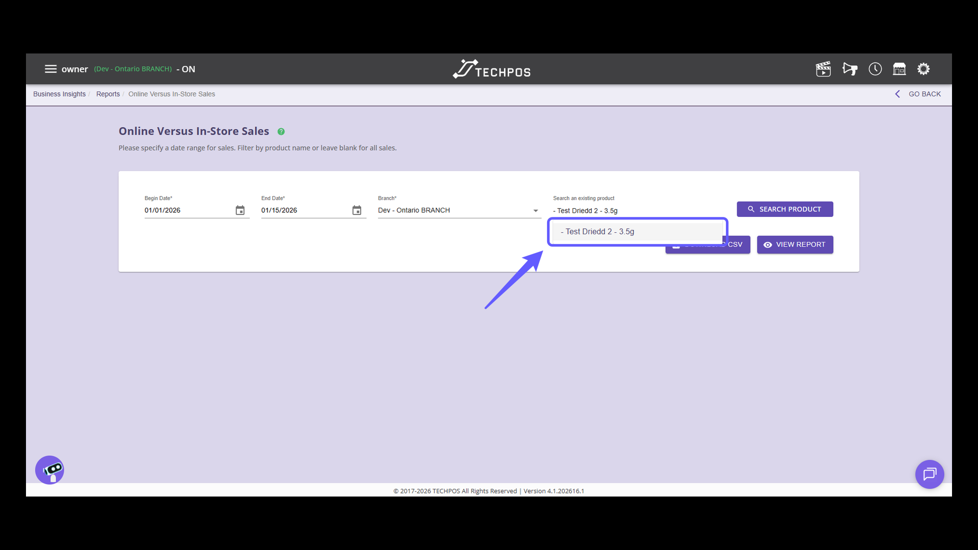 Select Product for Analysis