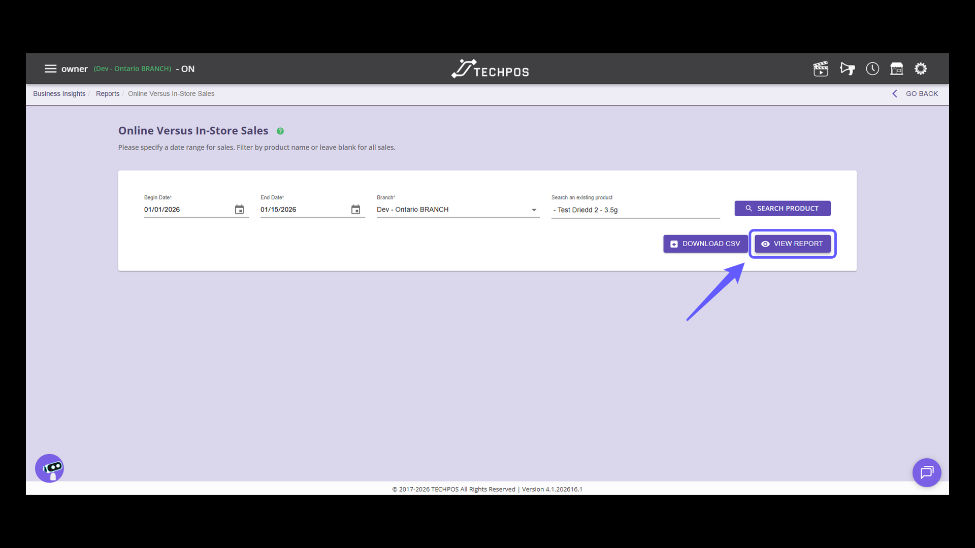 Access the Sales Report