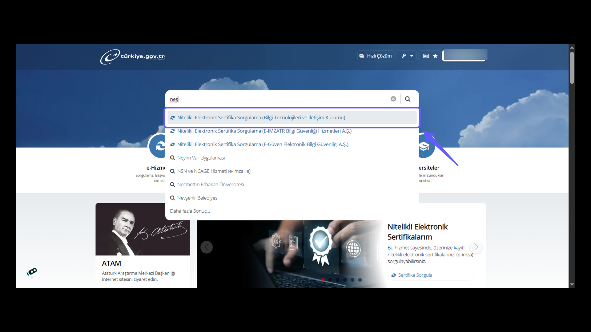 Electronic Certificate Inquiry via the e-Devlet Portal