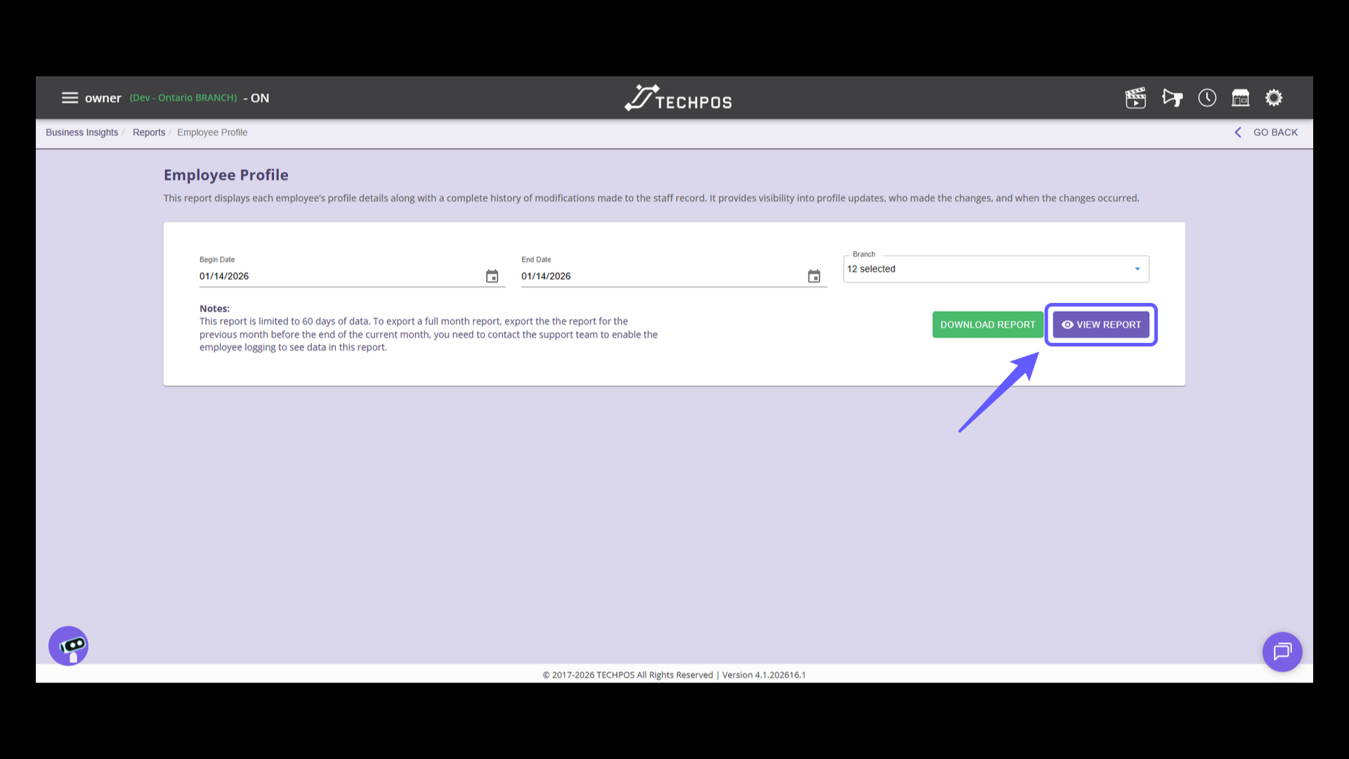 Access Employee Report