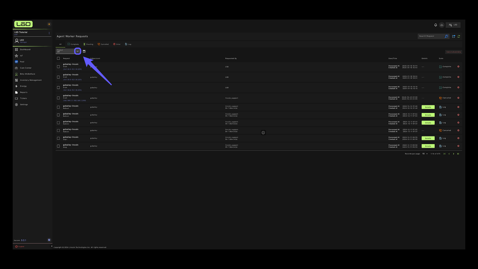 Agent Request Log