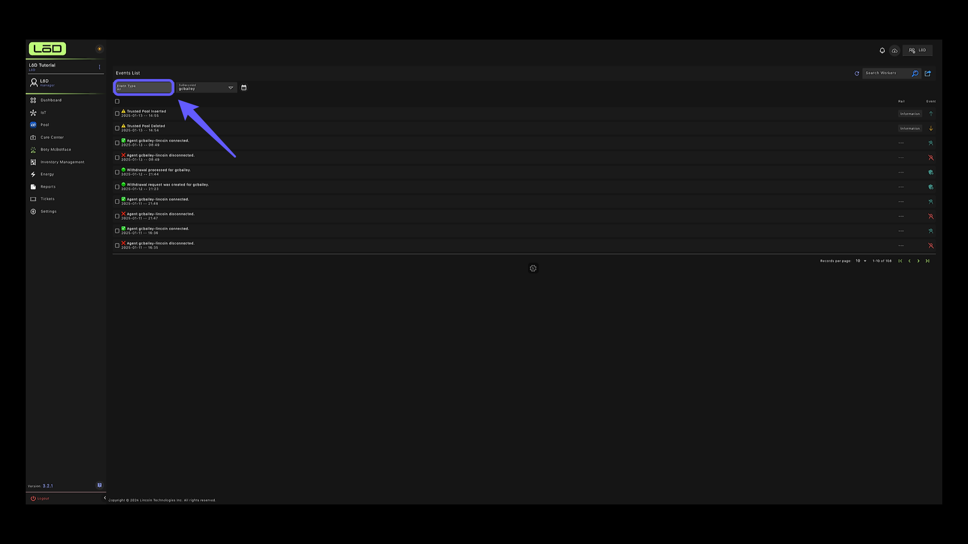 Event Type Filter