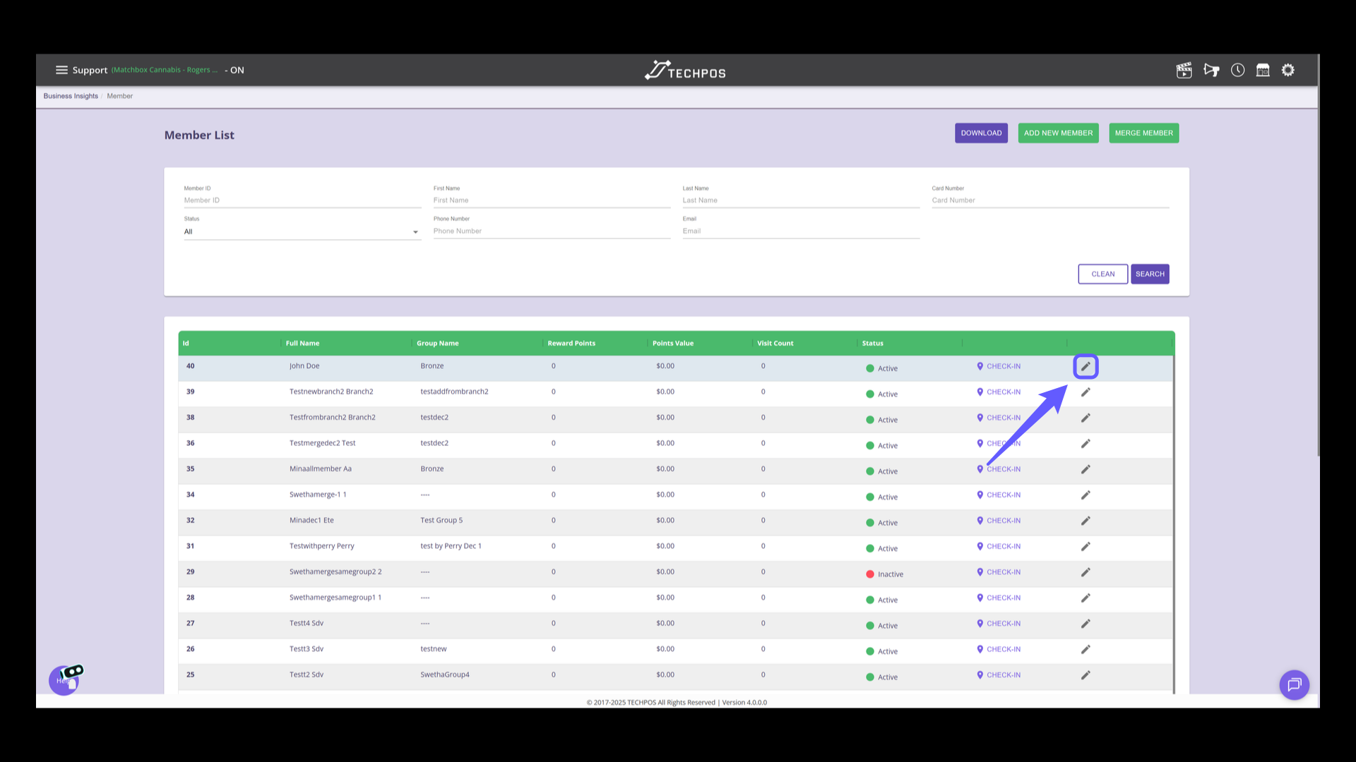 Edit Member Selected Member