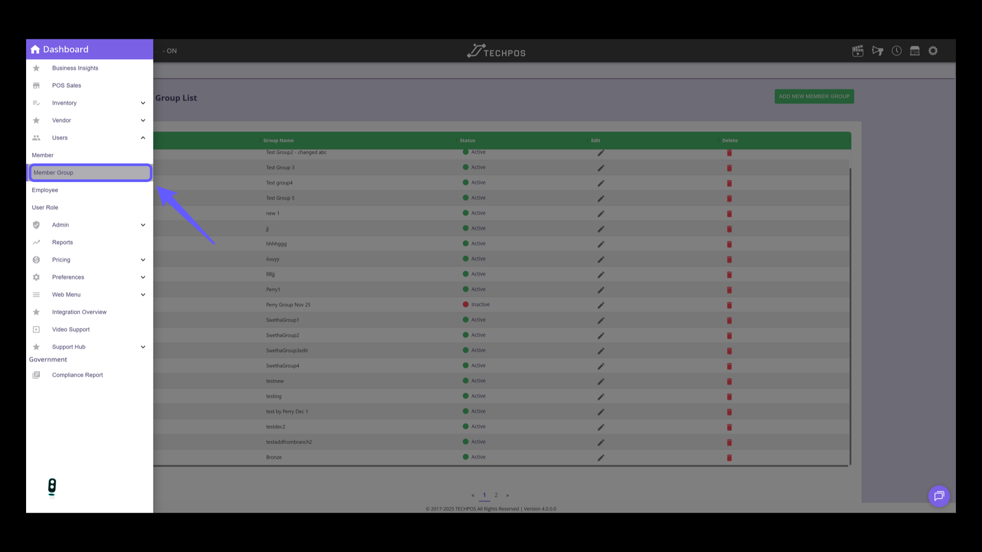 Access the Member Group Section