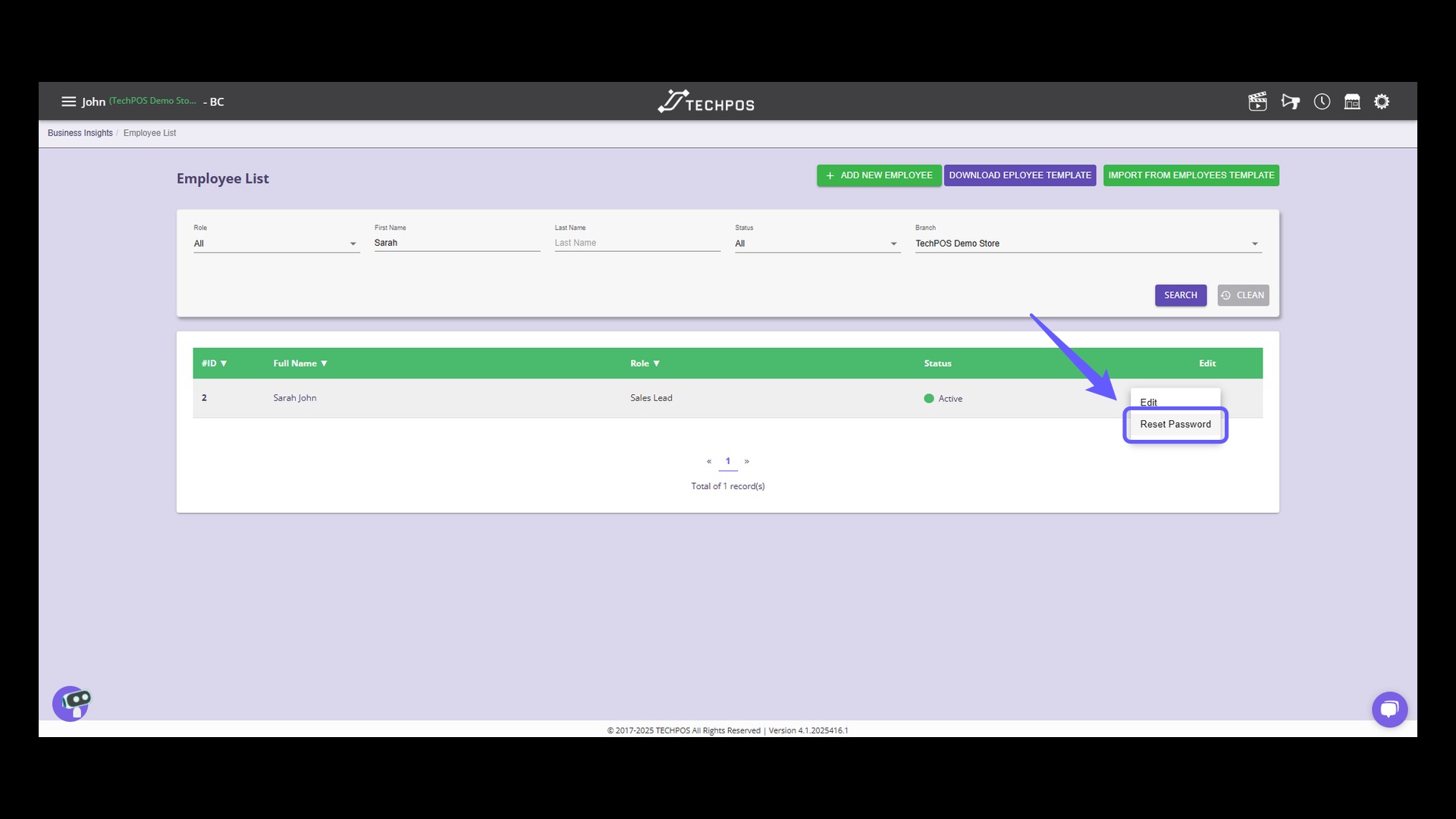 Password Reset Option
