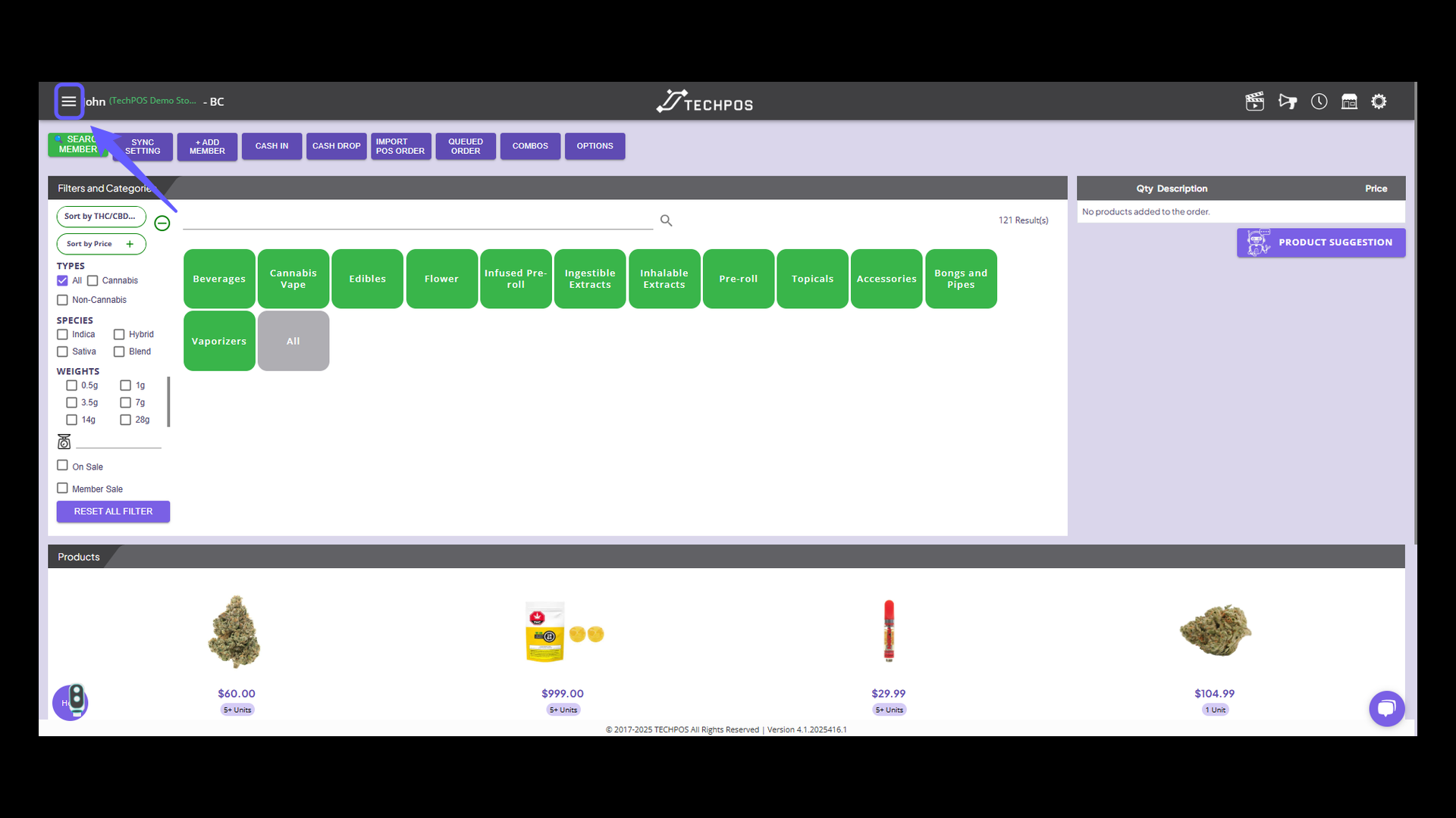 Menu Button (Three horizontal lines )