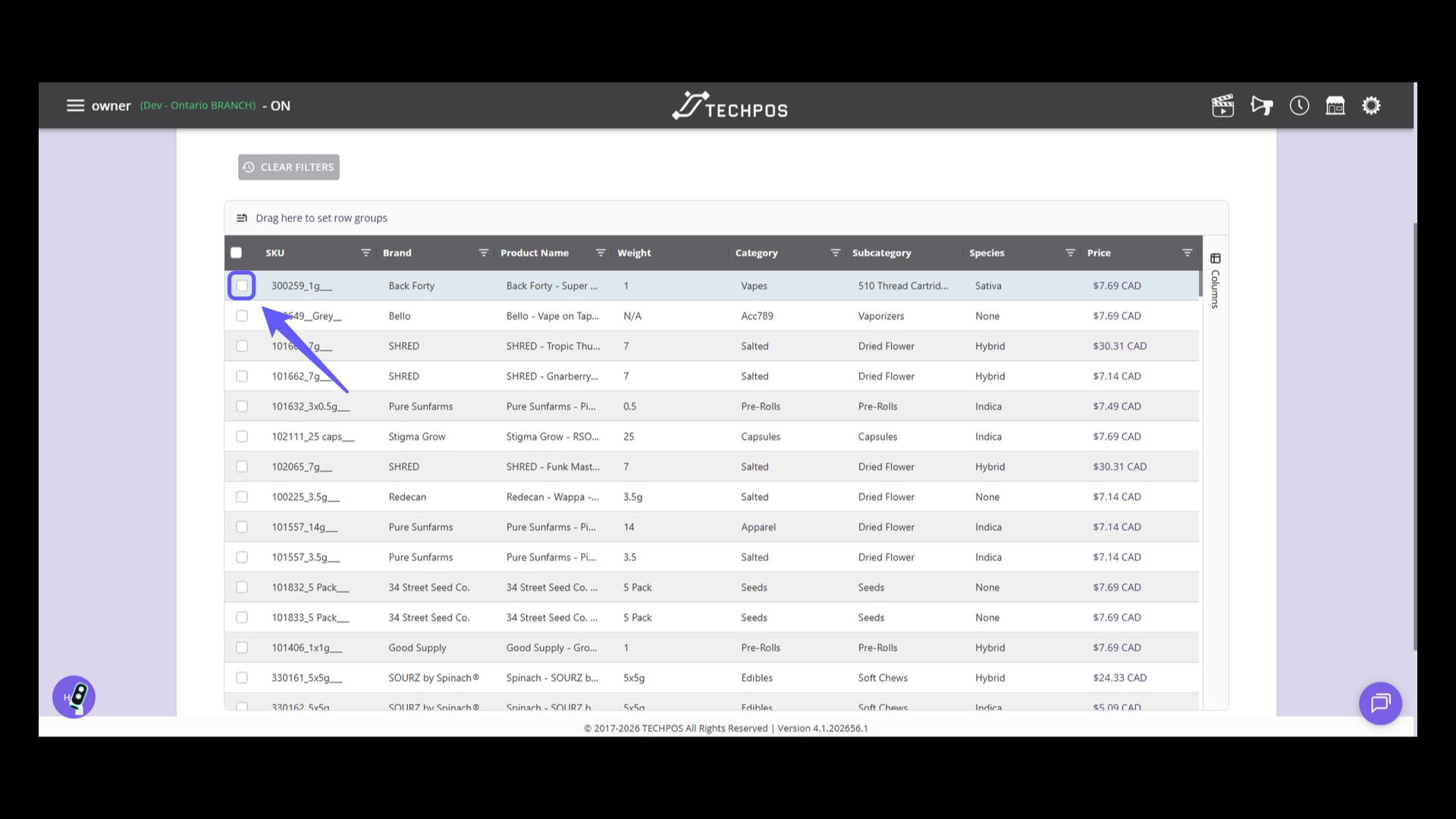 Identify and Select SKU