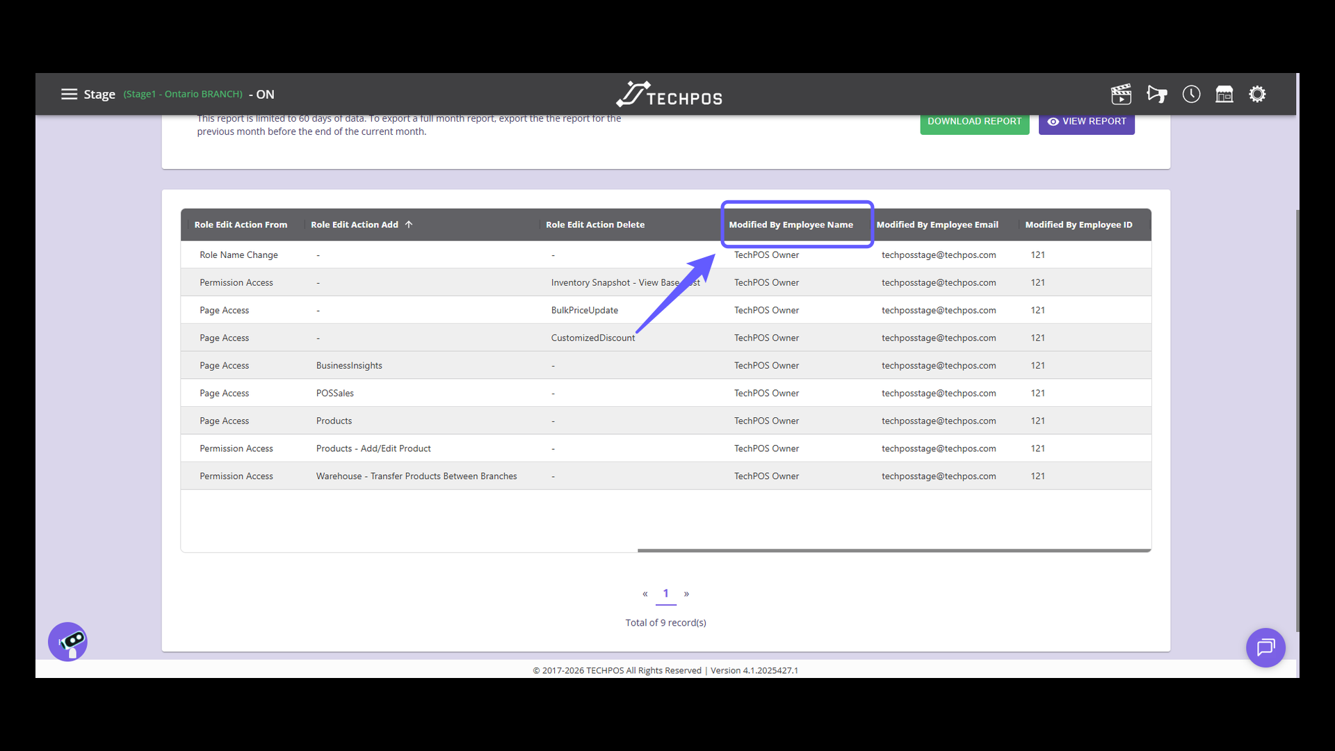 Locate Employee Modification Column