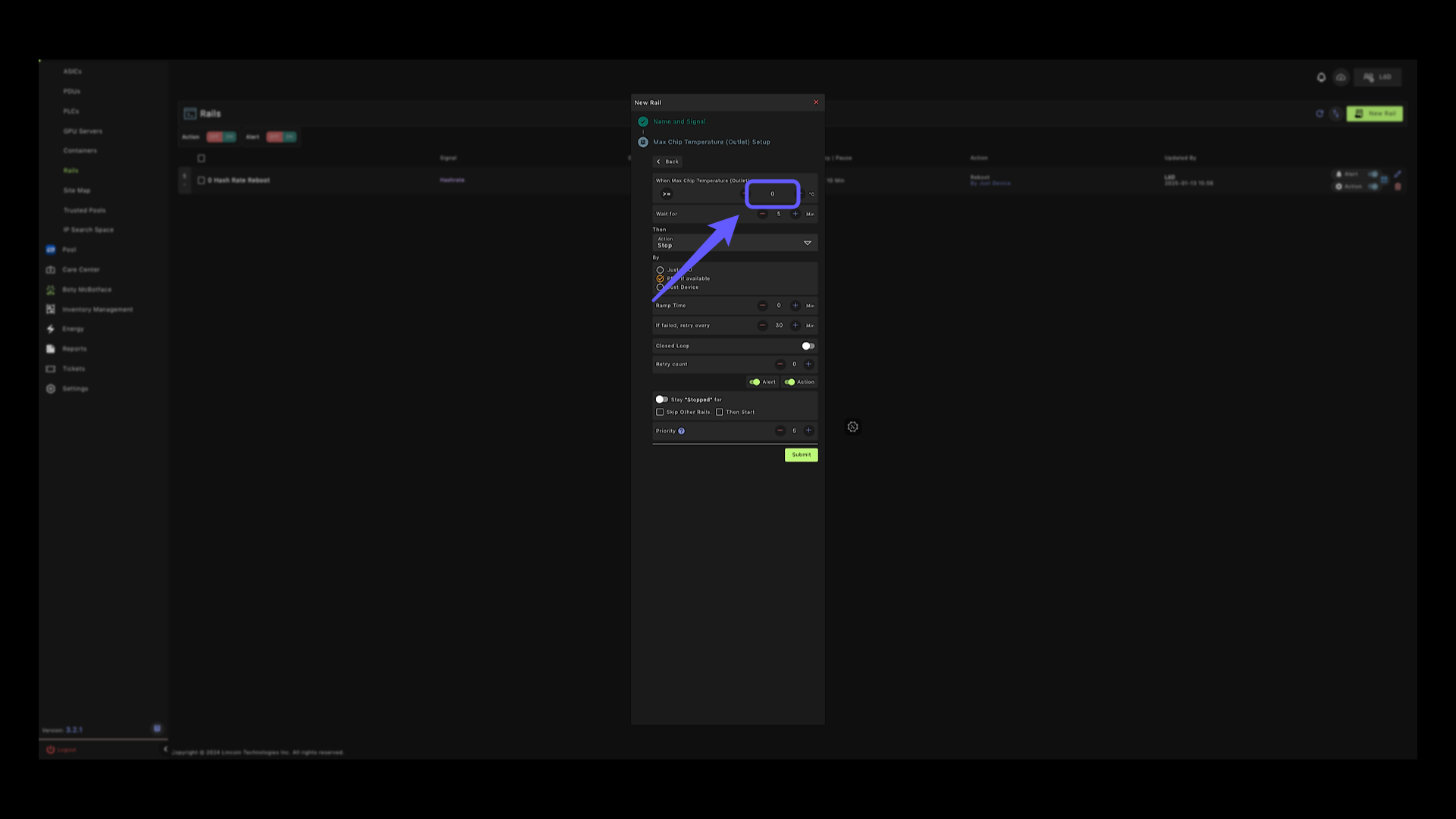 Max Chip Temperature Setting