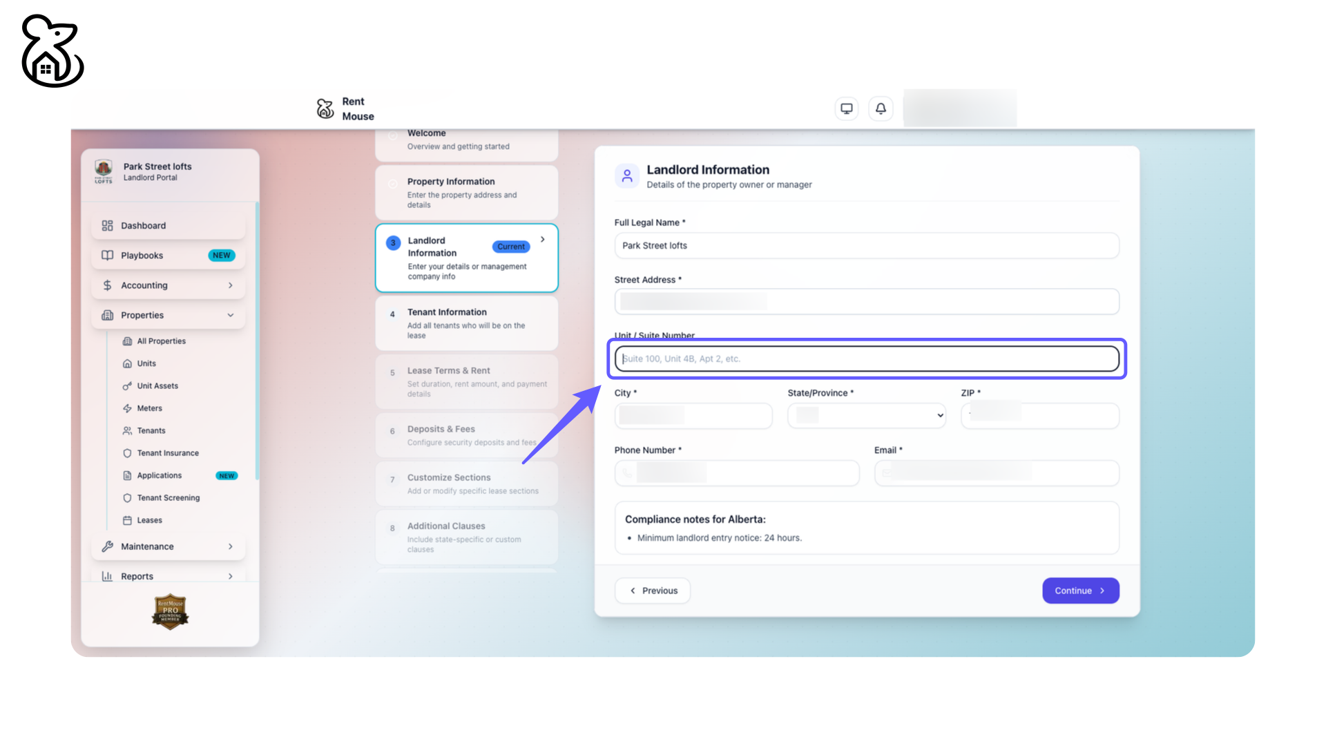 Enter Unit or Suite Number