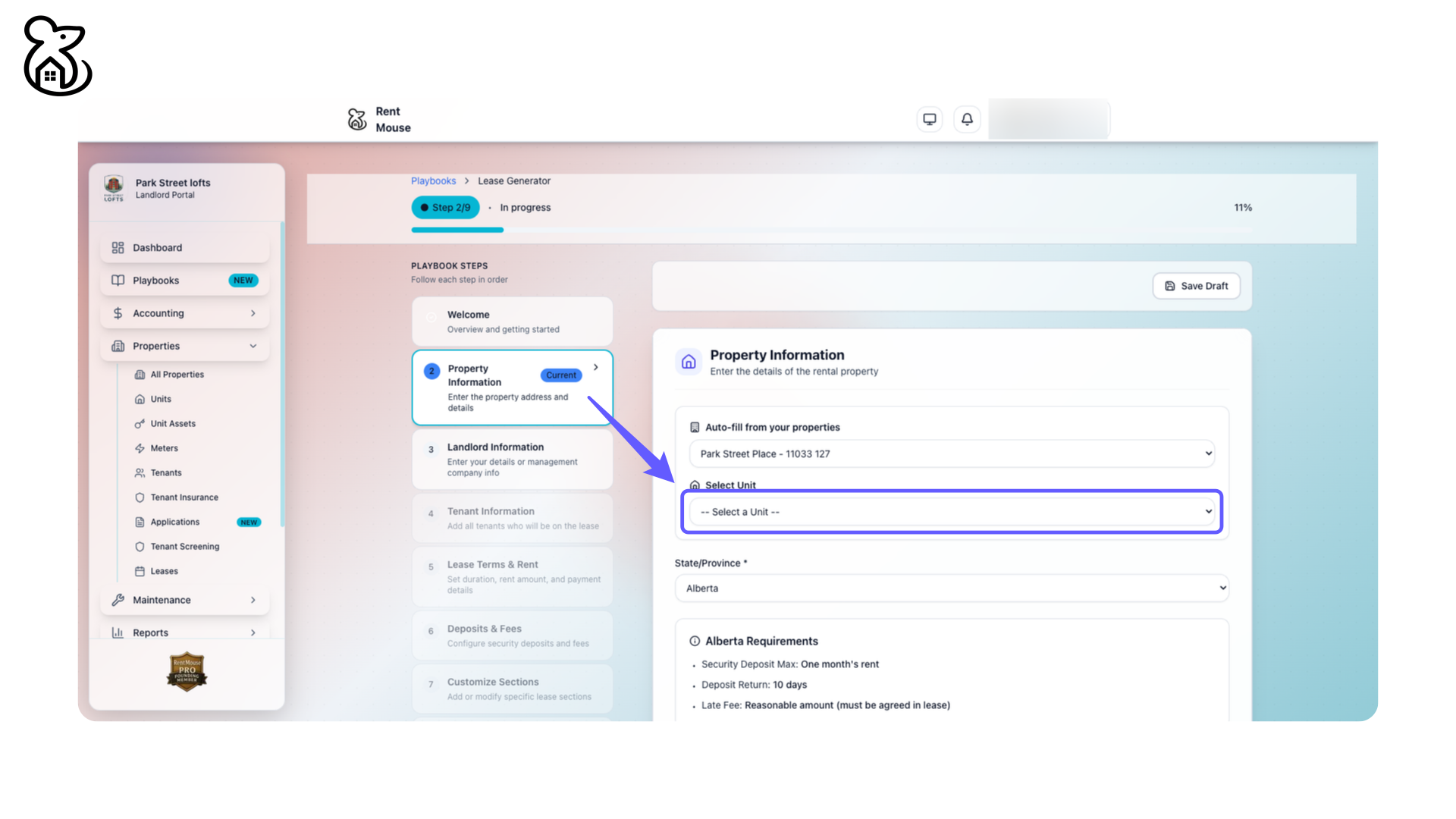 Select a Unit for Property Information