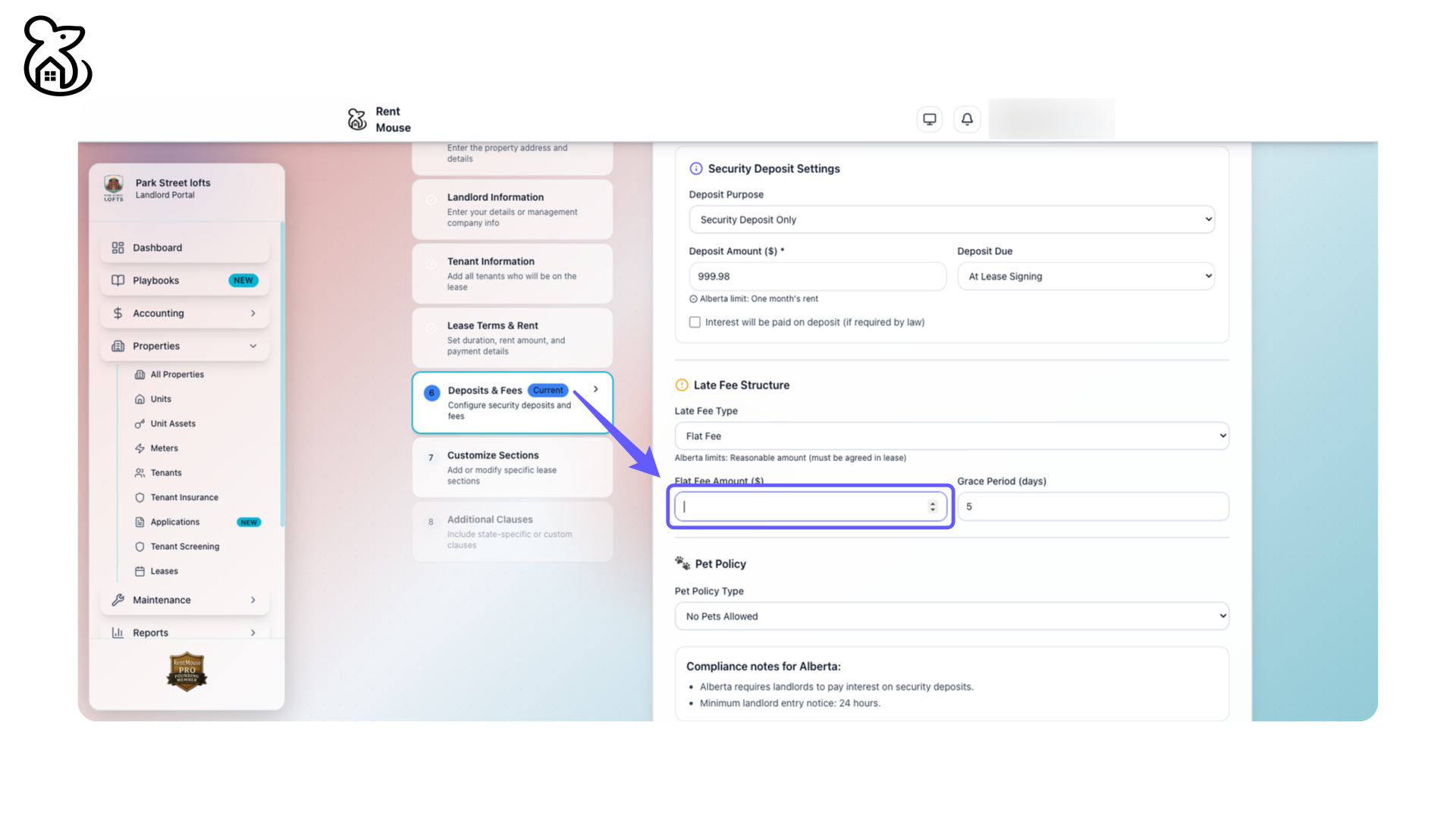 Set the Flat Fee Amount