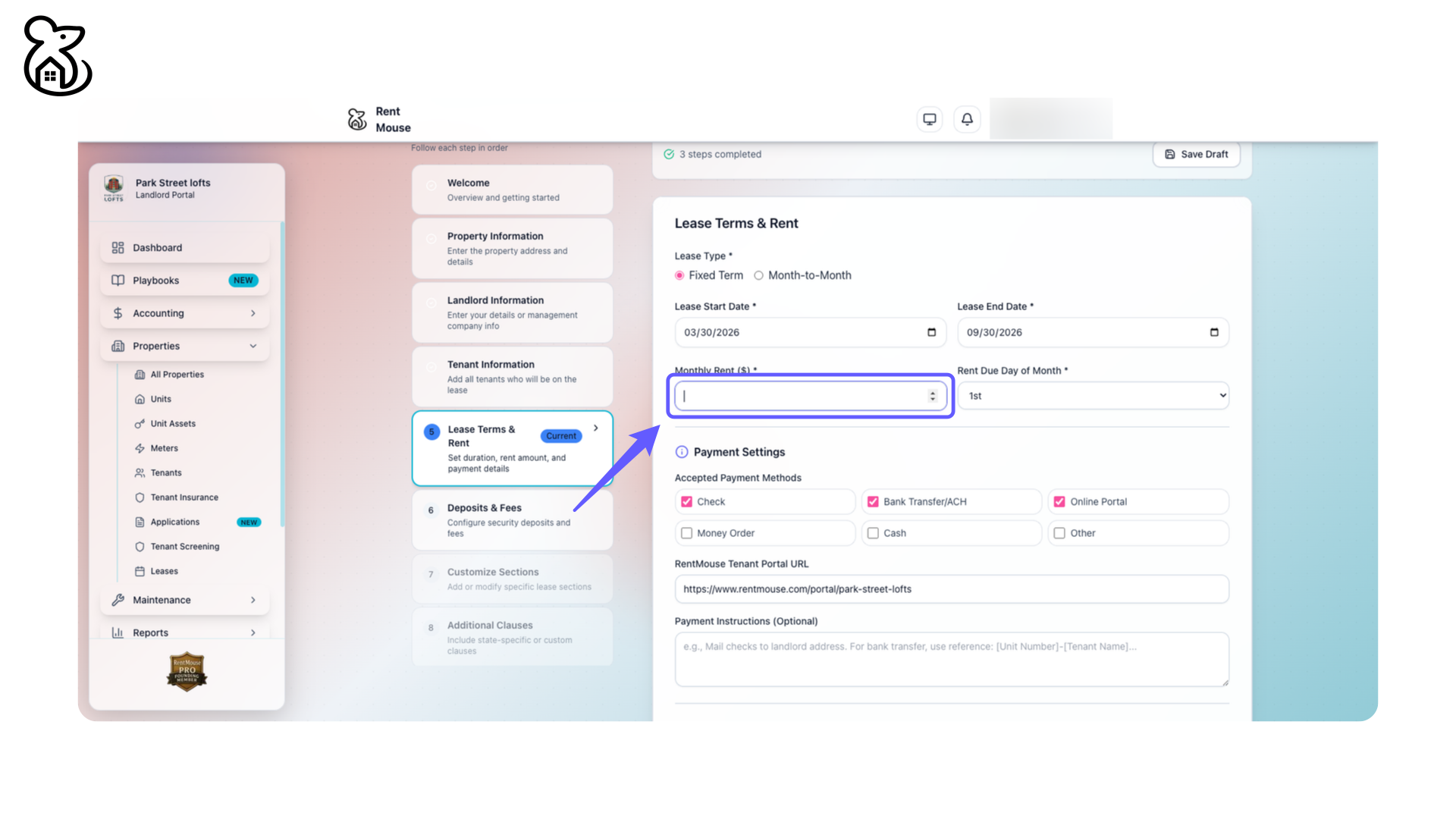 Input Monthly Rent Amount