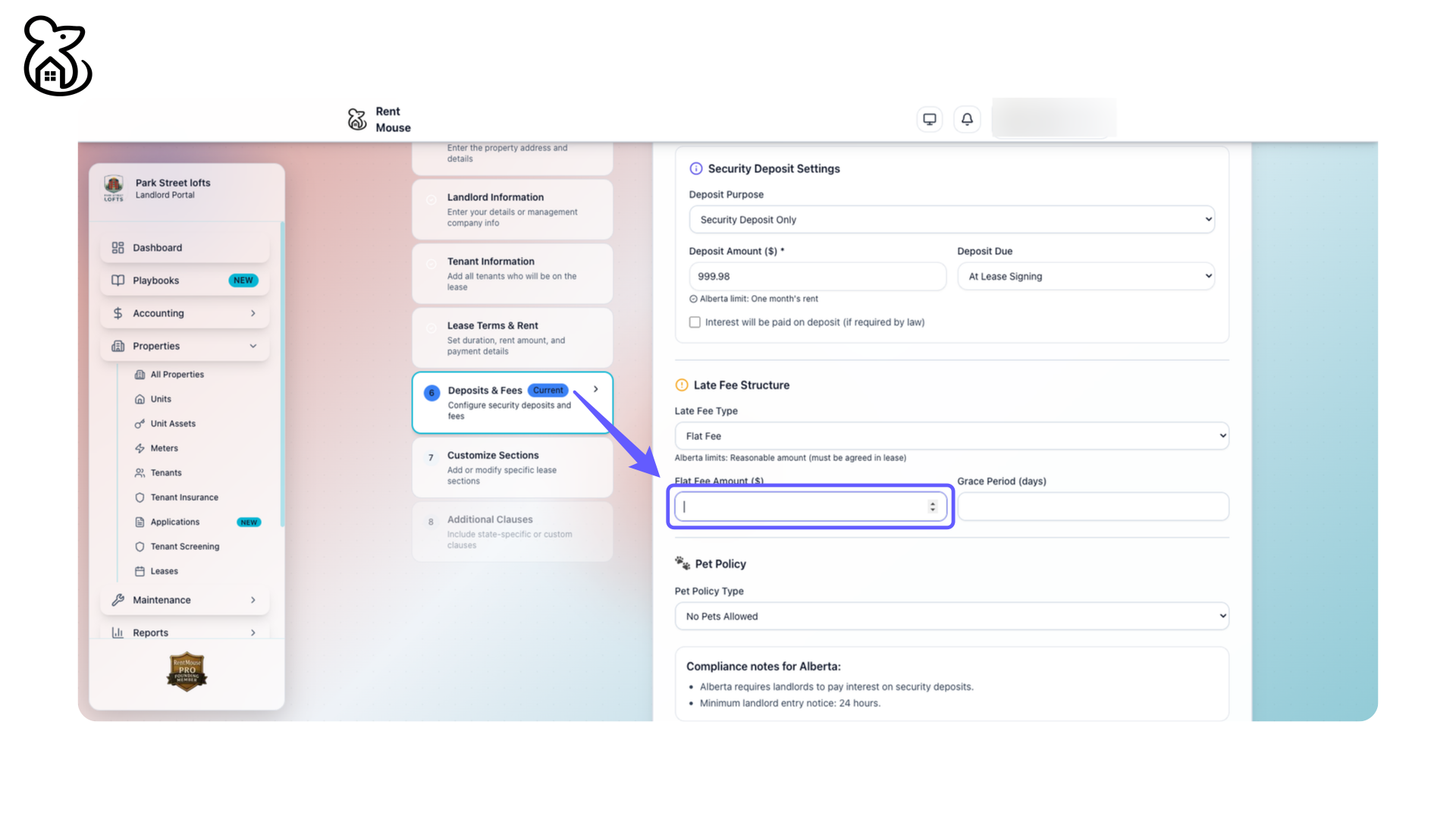 Enter Late Fee Amount