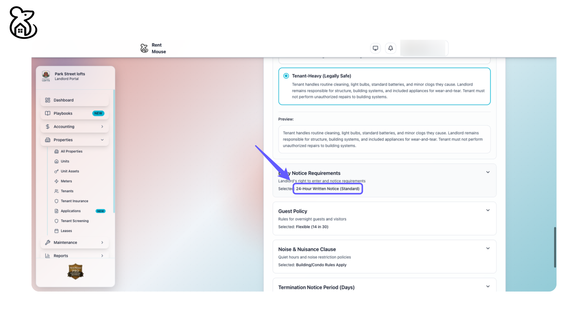 Select 24-Hour Written Notice