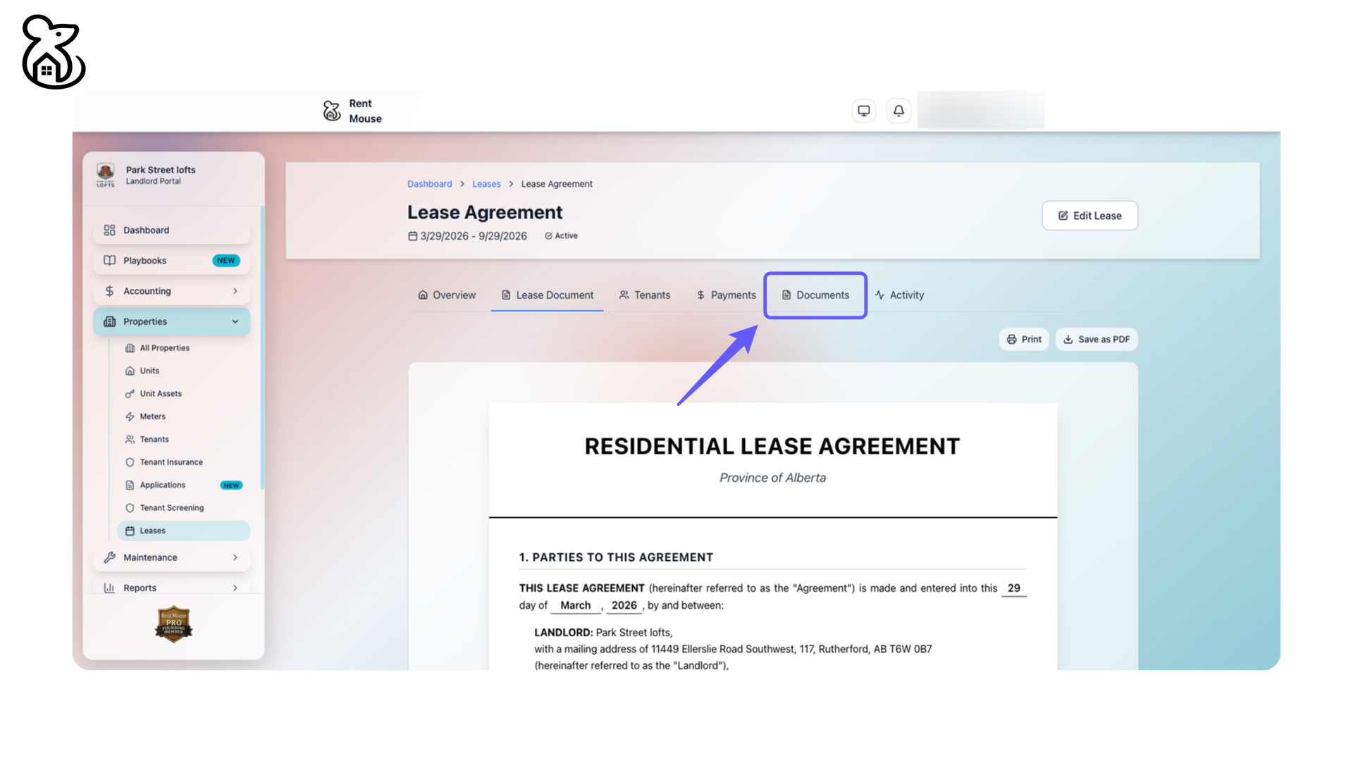 Access Documents Section