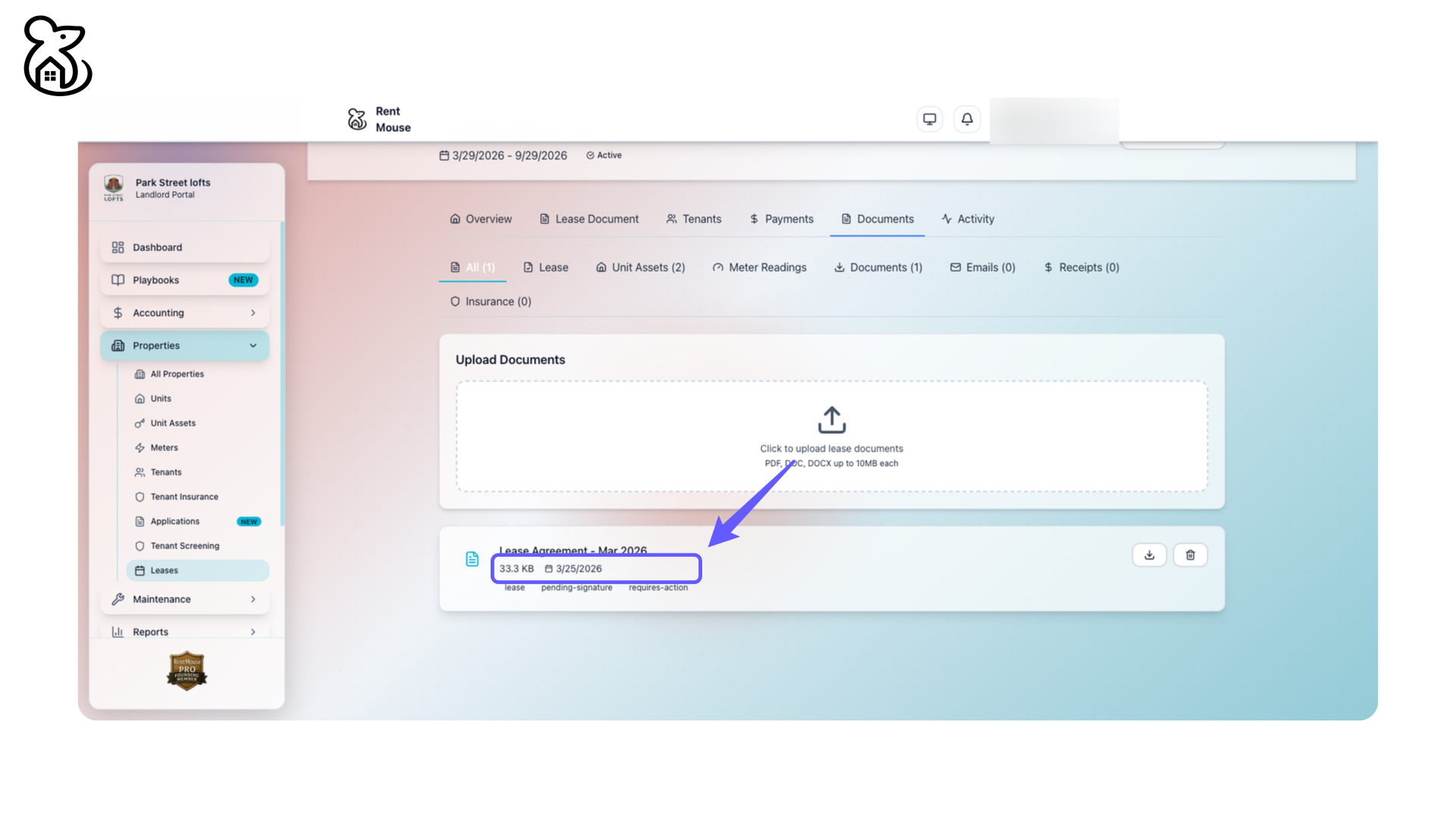 Manage Lease Agreement
