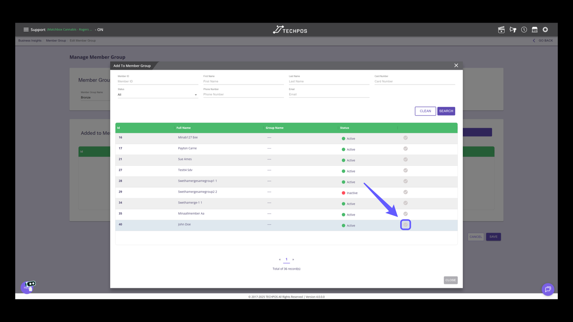 Select Member to Add