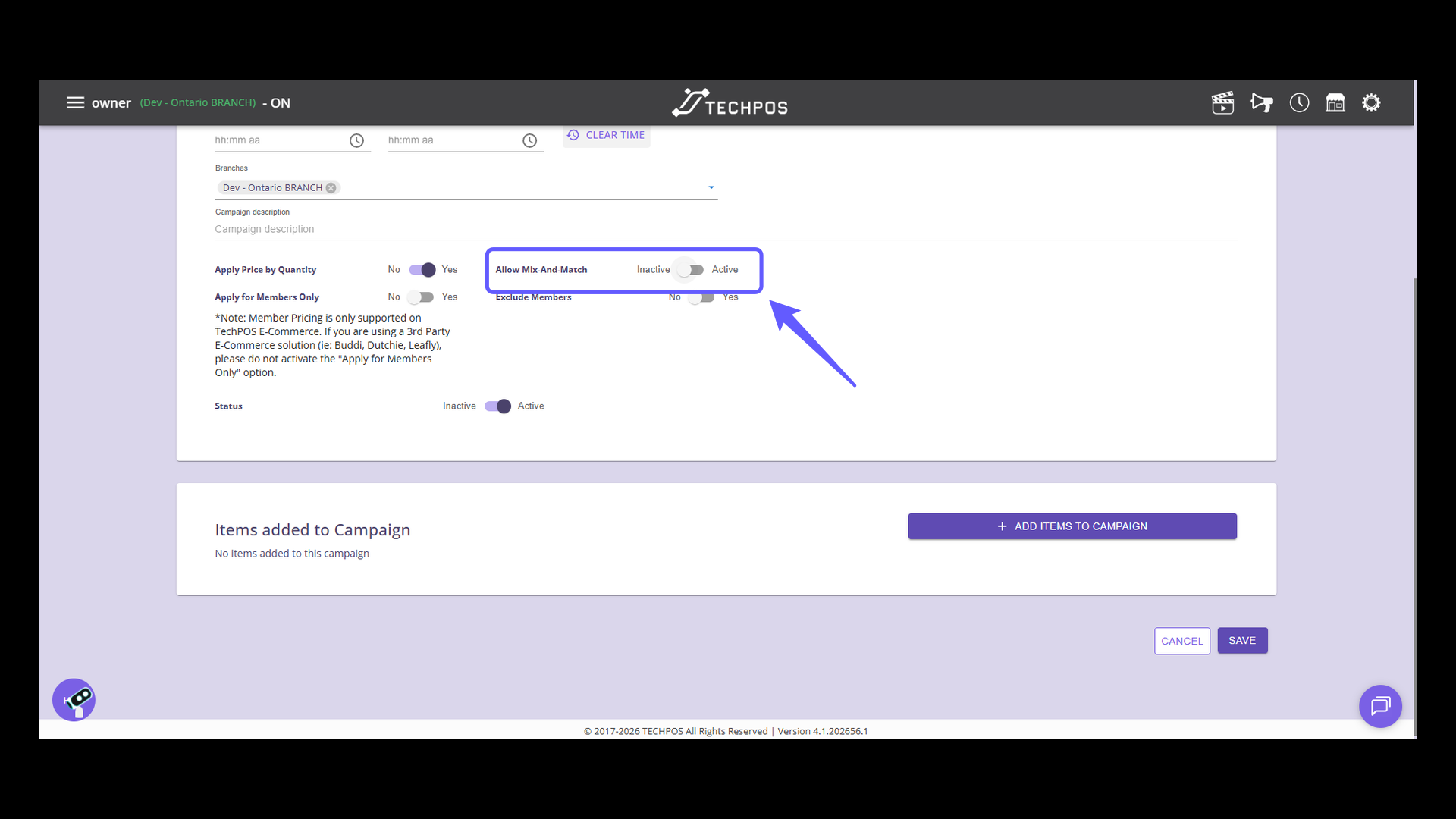 Click on Allow Mix-And-Match toggle button