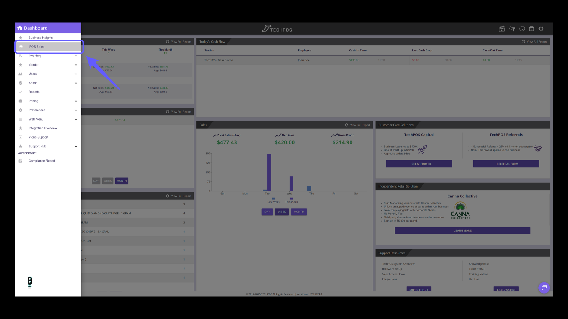 Navigate to POS Sales
