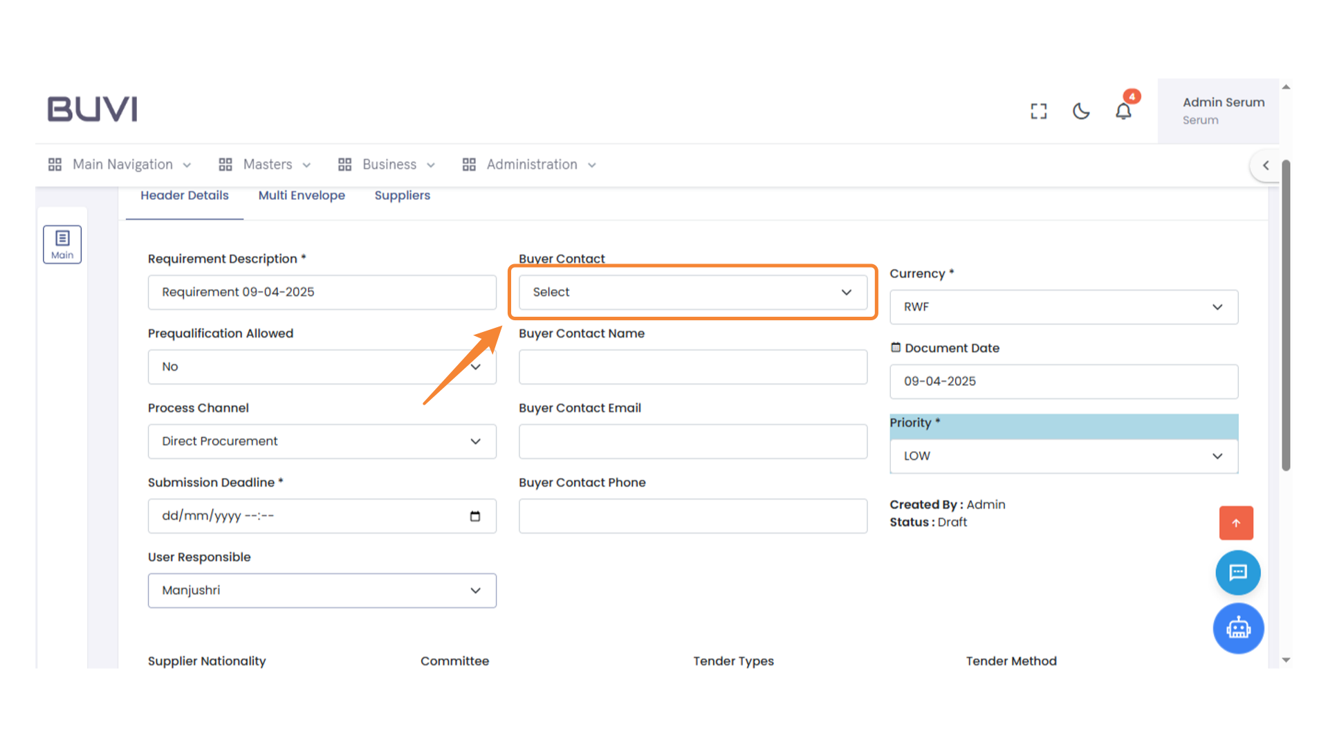 Buyer Contact Selection