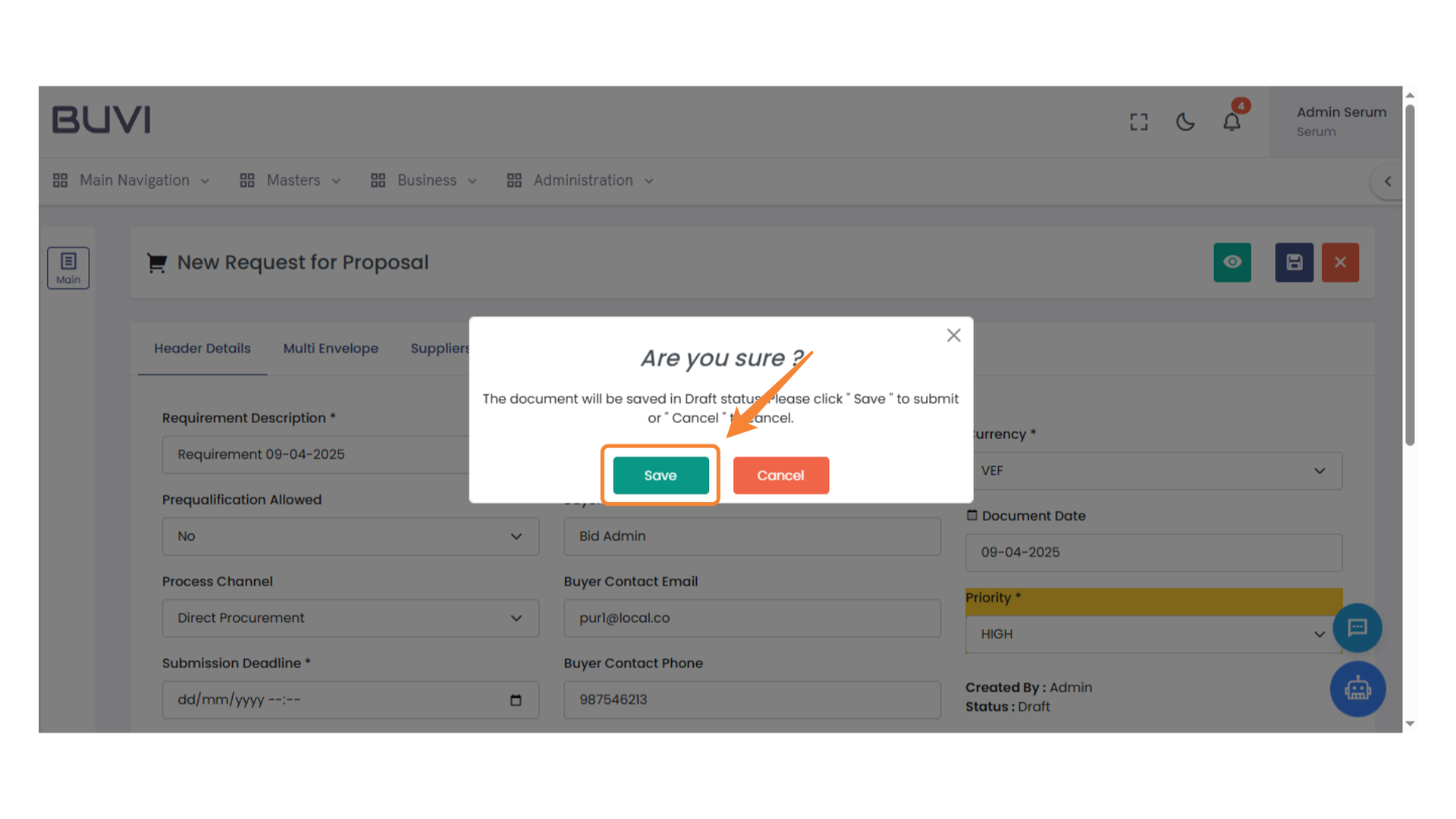 Confirmation Save Prompt