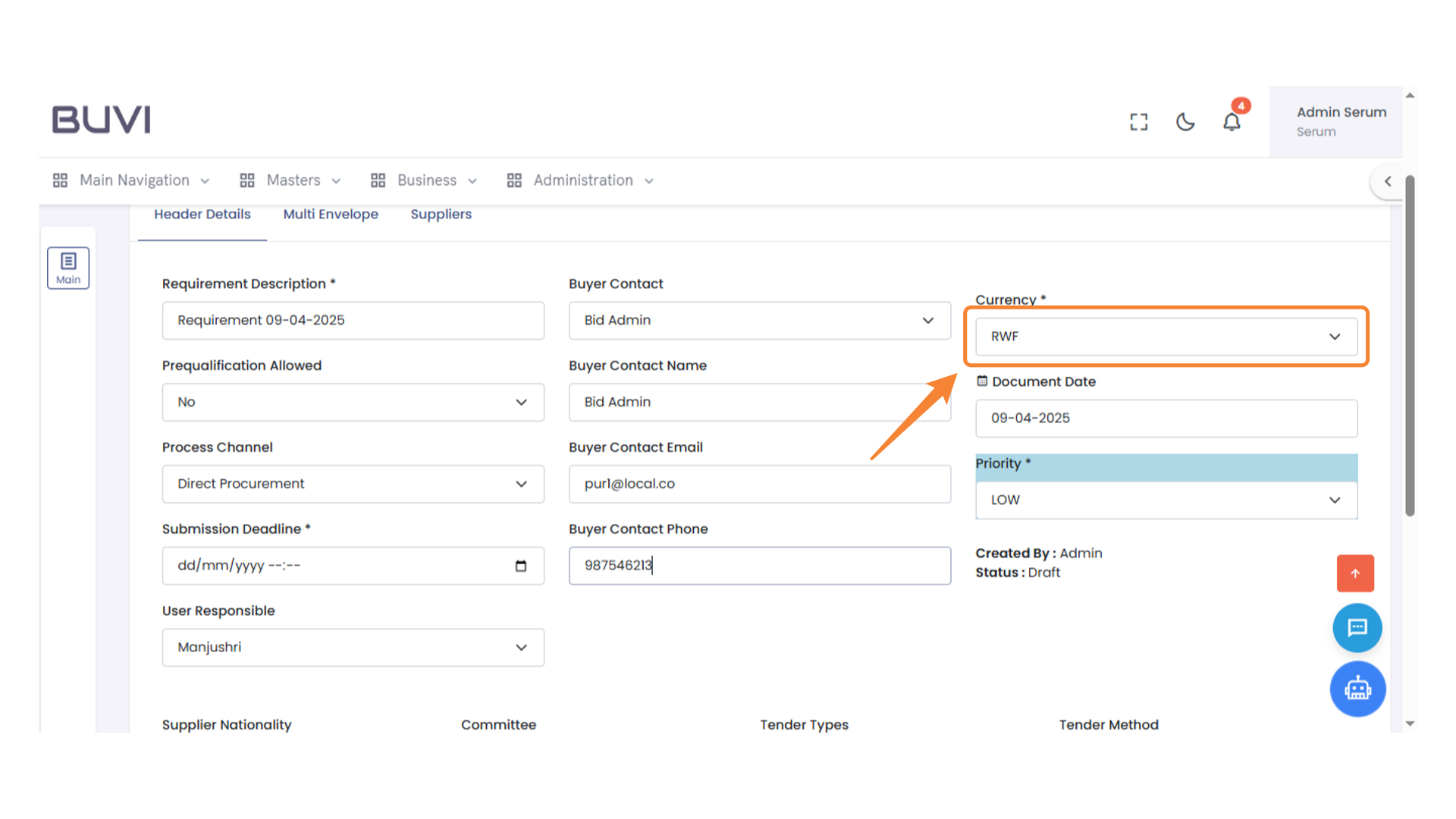 Currency Selection Field