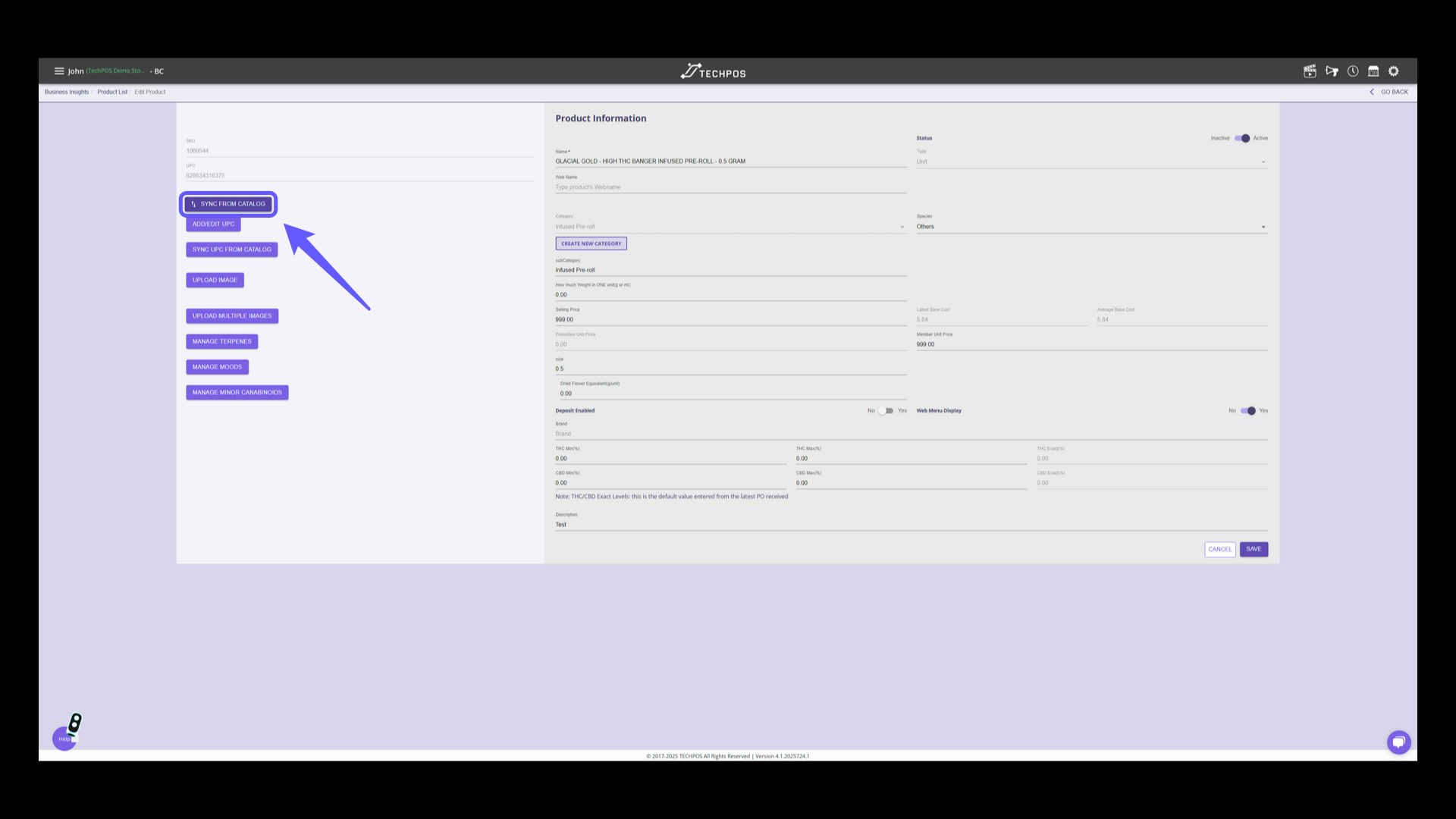 Click on Sync from Catalog
