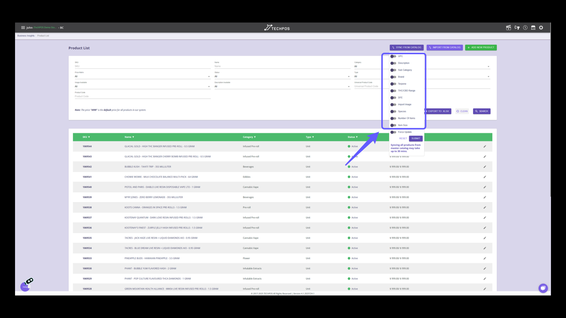 Select Product Properties to Sync