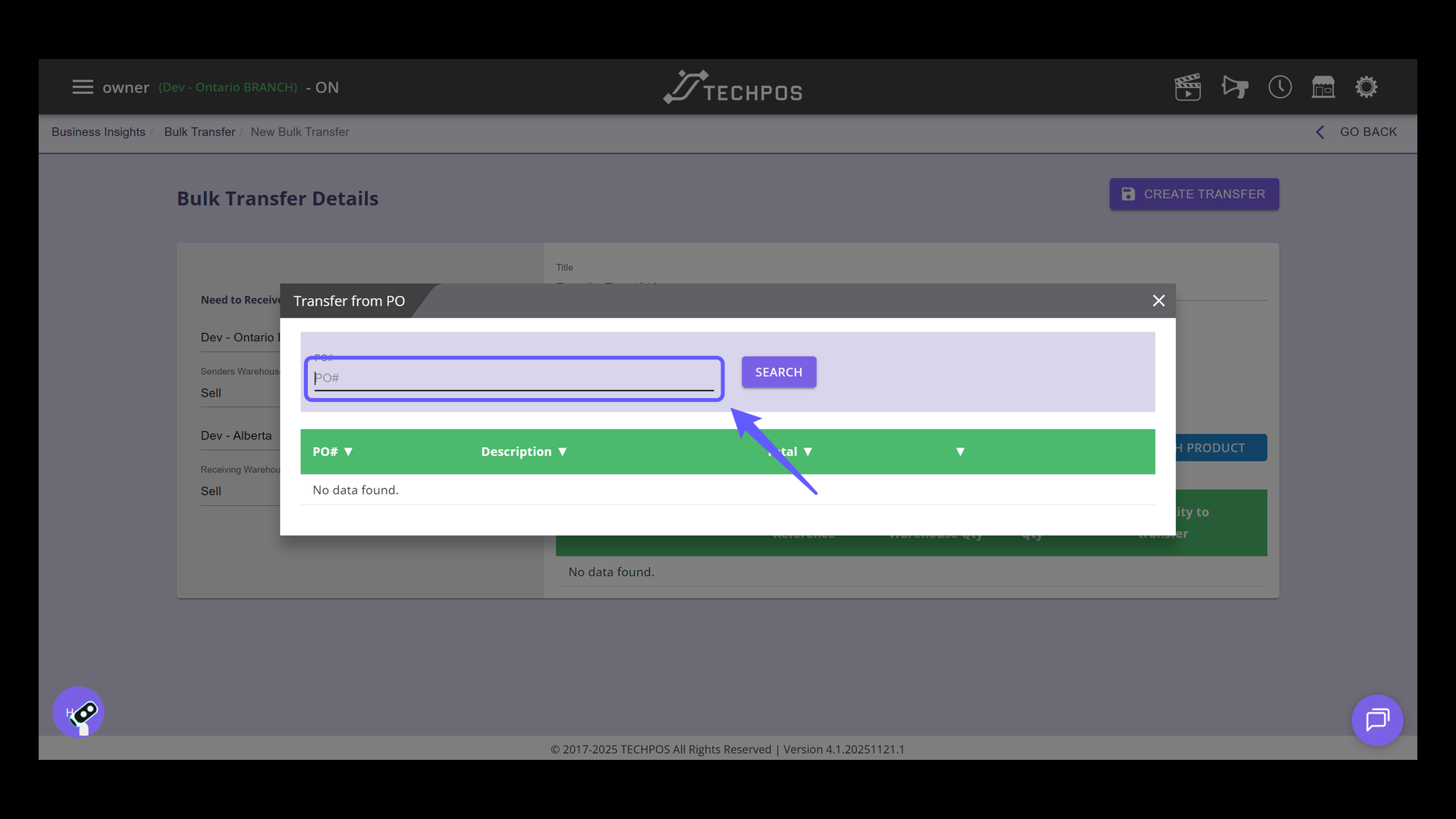 Enter Purchase Order Number