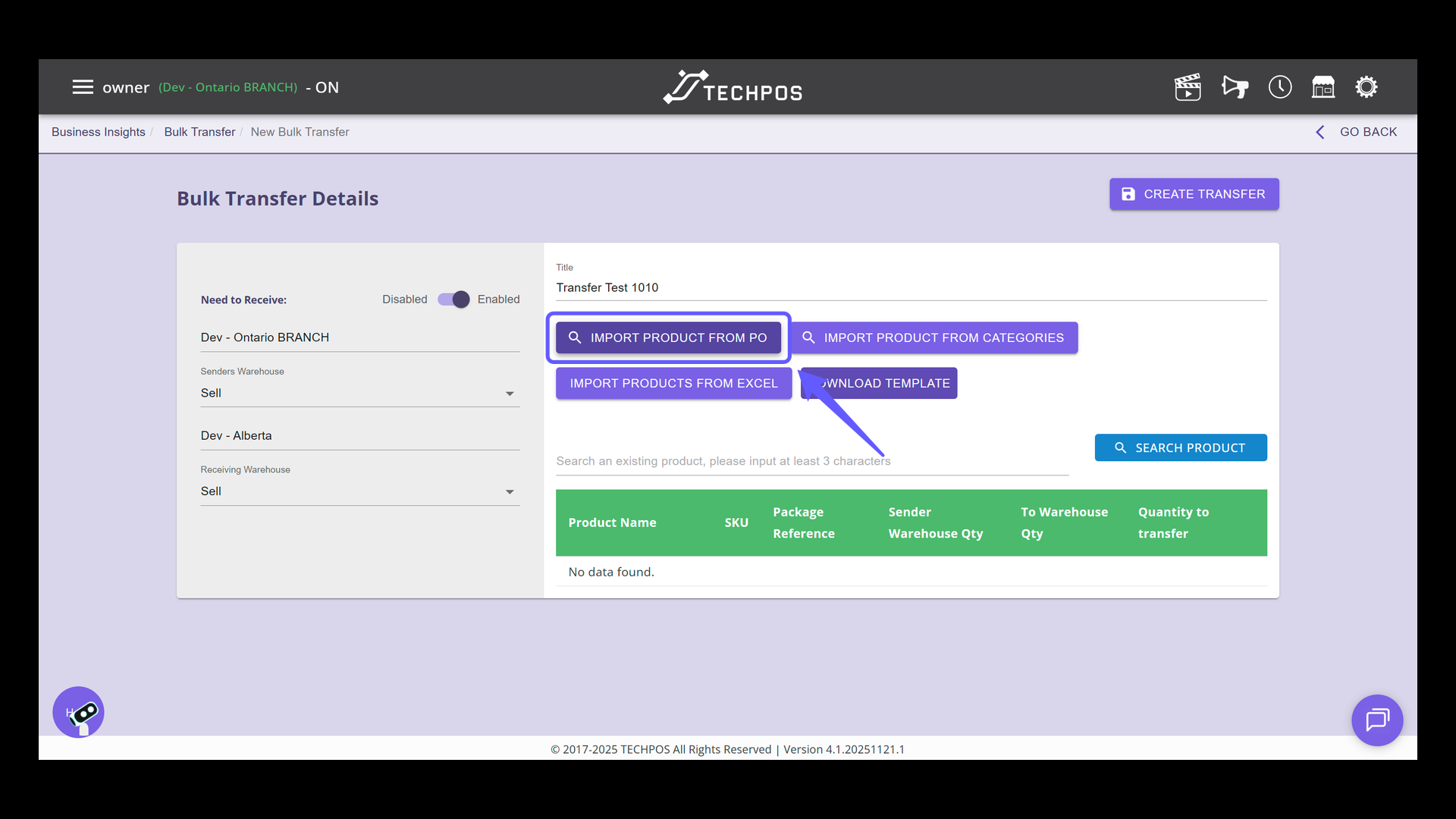 Import Product from PO