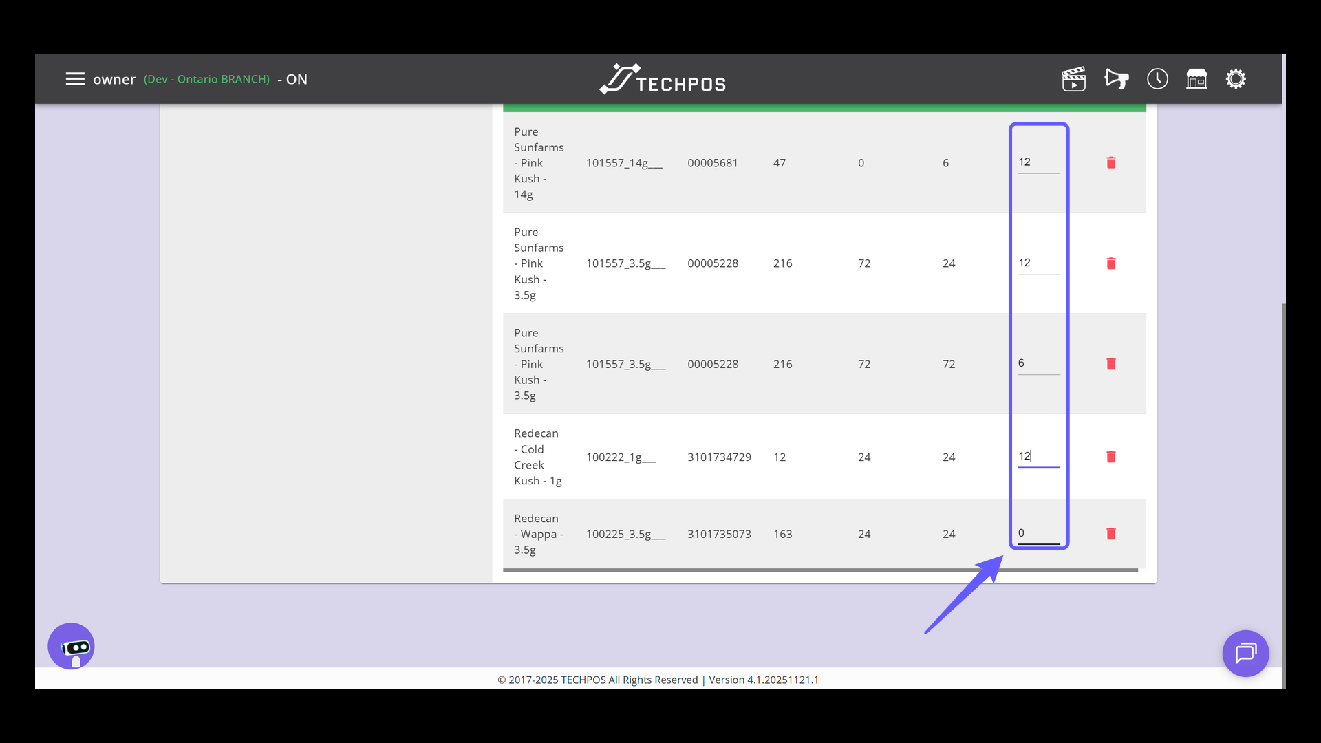 Enter Transfer Quantity