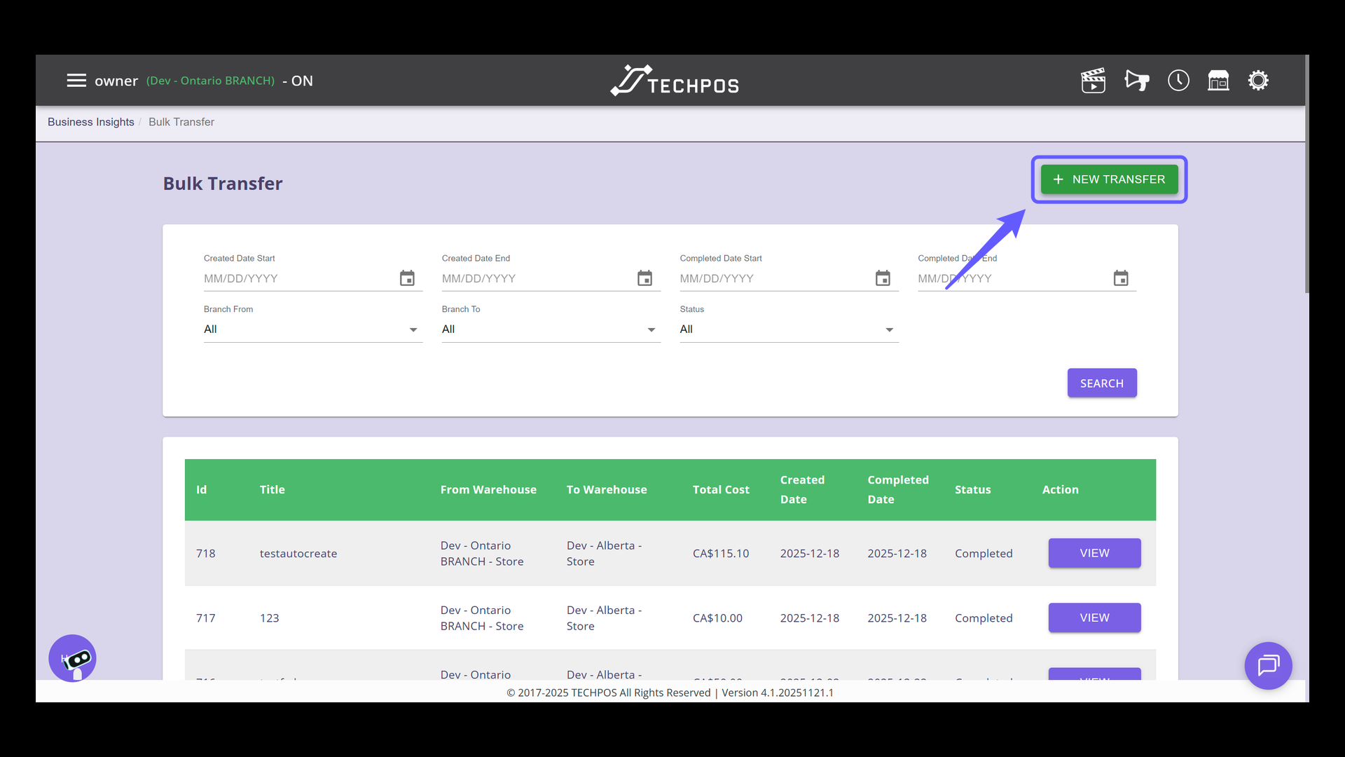 Initiate a New Transfer