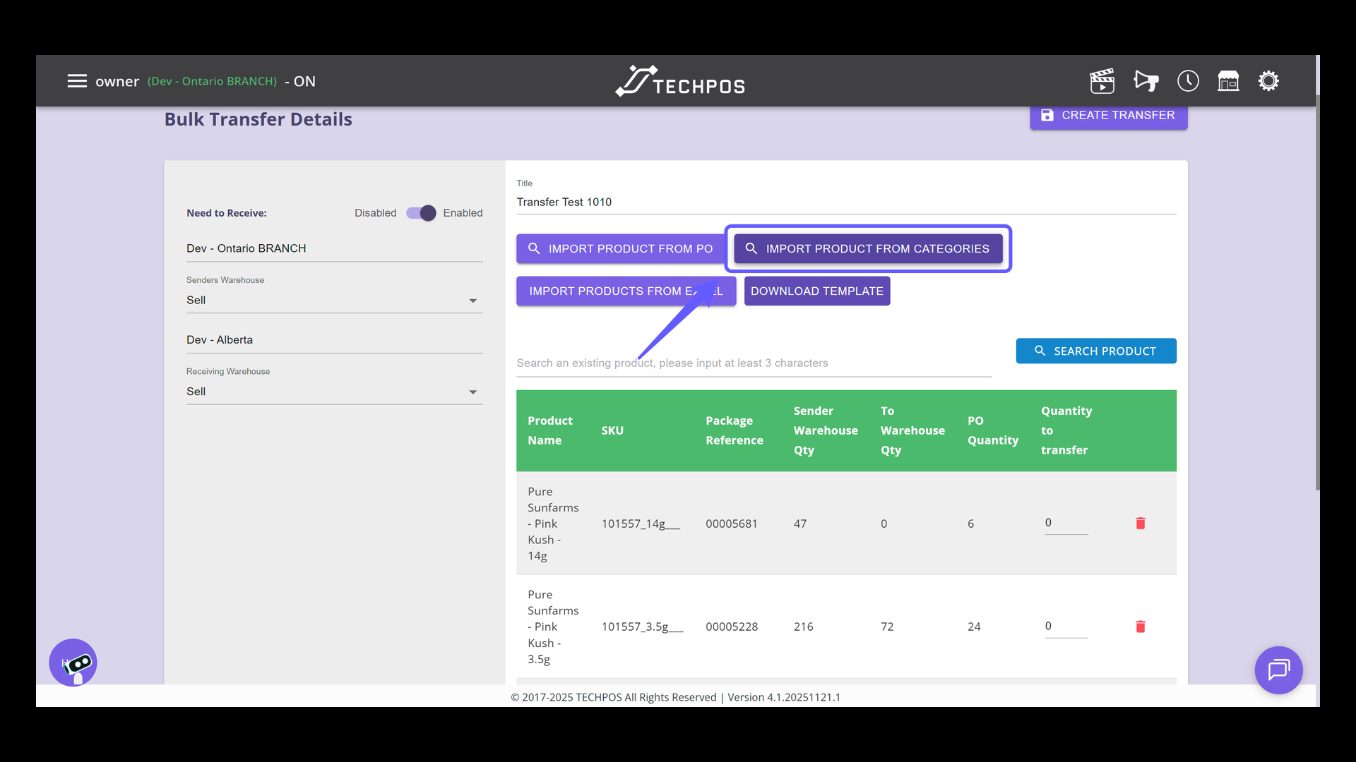 Import Product from Categories